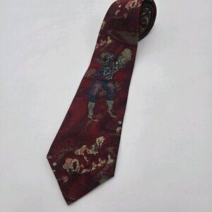 Brase Company Bainbridge Island WA Tie Golfer Vintage Wide Silk Tie Red Gold USA